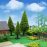 S0701 15pcs Dark Green Pine Model Cedar Trees and 8pcs Model Cows for Model Railroad Scenery Landscape Layout HO OO Scale New...