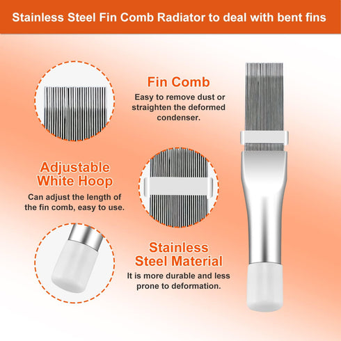 Cenipar 4PCS Air Conditioner Condenser Fin Comb Set Include FCR6 Fin Comb,Metal Radiator Fin Comb and 2 Pack Condenser Fin Comb Brush HVAC Fin Com...