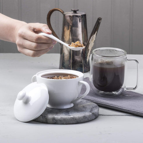 WM Bartleet & Sons 1750 Traditional Porcelain Sugar Bowl with Lid & Spoon – White...