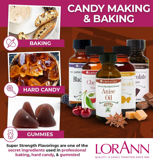 LorAnn Oils Super Strength Flavoring - Used For Candy Making, Flavoring Extracts, Baking, Hard Candy, and Flavor Oils - Bold, Natural Flavors 4X S...