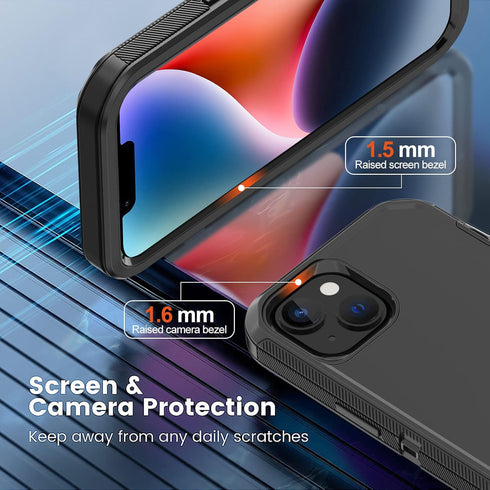 Annymall for iPhone 14 Case with 2 Screen Protector, Heavy Duty Shockproof Dropproof Dust Proof Full Body Rugged 3-Layer Military Tough Durable Pr...