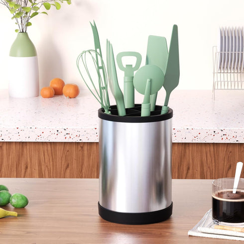 kitchen utensil rack oversized shovel spoon storage rack kitchen countertop cutlery cooking storage rack stainless steel 360 degree rotating weigh...