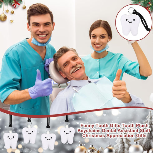 24 Set Funny Dental Assistant Gift Tooth Plush Keychains Dental Toy Dentist Appreciation Gifts for Back to School Hygienist Nurse Student Coworker...