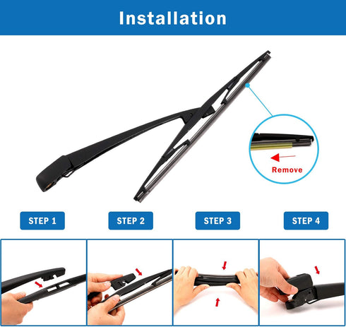 WTI Rear Wiper Arm Blade Set Compatible With Acura MDX 2014-2017 SUV Rear Windshield Window Wiper Kits Assembly New Replacement Accessories Parts ...