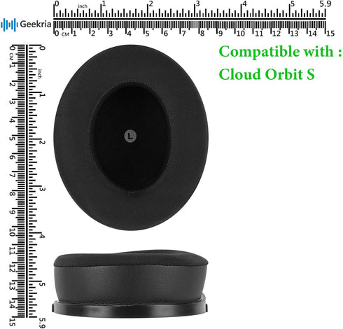 Geekria Sport Cooling-Gel Replacement Ear Pads for HyperX Cloud Orbit S Headphones Ear Cushions, Headset Earpads, Ear Cups Cover Repair Parts (Bla...