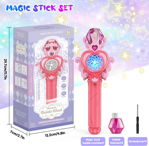 PANACARE Magic Bubble Wand for Kids Bubble Machine with Light /10000+Bubbles/10 Holes Automatic Bubble Blower Portable Outdoor Bubble Maker Toys G...