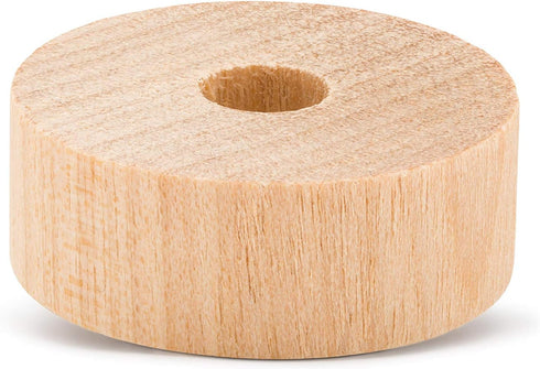 1-inch Diameter Slab Wooden Wheels for Crafts, 1/4-inch Hole, 3/8-inch Thick, Pack of 50 Mini Wooden Hobby Wheel for Model, by Woodpeckers...