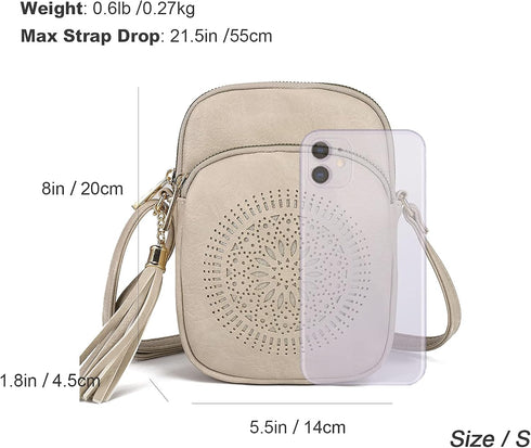 Triple Zip Crossbody Bags for Women Small Cute Travel Purse and Boho Cross Body Wallet for Cell Phone, Vegan Leather...