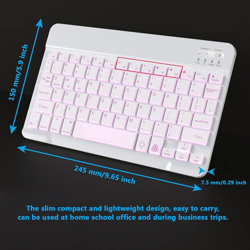 Backlit Bluetooth Keyboard Small Portable External Wireless Keyboard Cordless Rechargeable Illuminated for Android Tablet Cell Phone Smartphone iP...