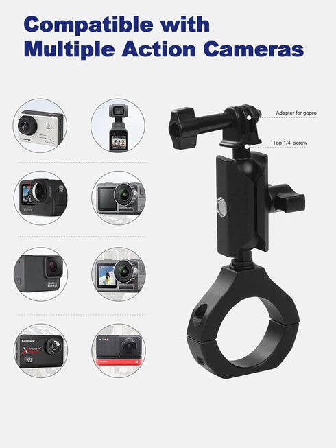 UTV Camera Mount for 1.75"-2" Roll Bars - Compatible with GoPro, Mevo Start & More - Easy to Install Action Camera Accessories on Polaris RZR, Can...