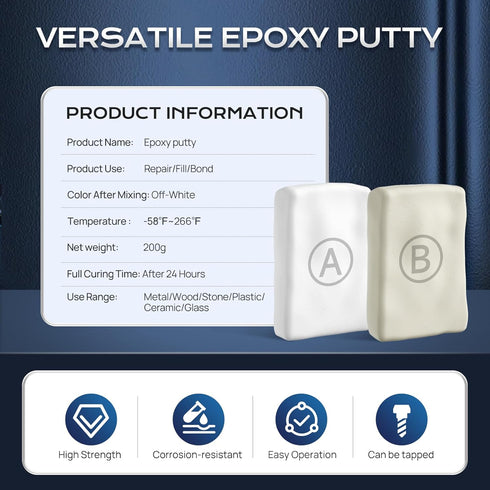 Epoxy Putty, 200g Fast Repair Metal Epoxy Putty Stick, 2 Part Epoxy Putty Filler, High Strength Epoxy for Repairing, Bonding, Sculpting, Suitable ...