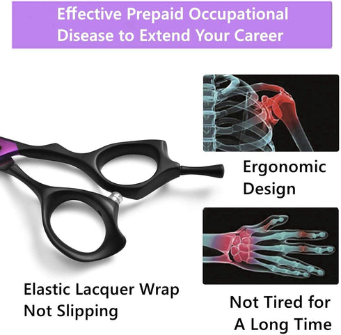 Dream Reach 7.0 inches Professional Decompressed Elastic Handle Pet Grooming Scissors Set,Straight & Chunker & 2 Curved scissors 4pcs set for Dog ...