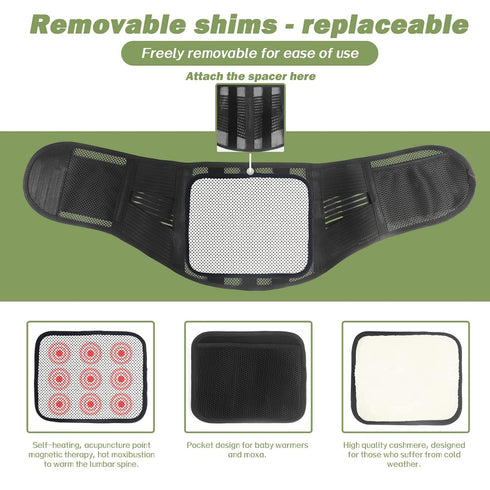 Adjustable Back Brace with 3 Removable Pads, Back Support Brace, Breathable Mesh Lumbar Support Belt for Men Women, Waist Wrap for Lower Back Pain...