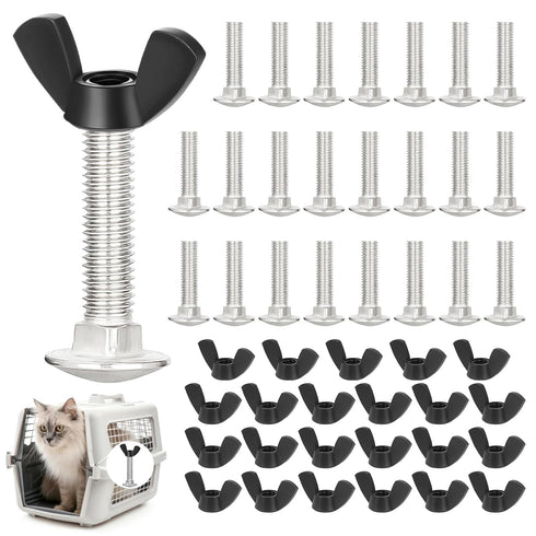 23 Set M6 Pet Carrier Fasteners, Kennel Replacement Bolts and Butterfly Nuts Dog Kennel Hardware Replacement Set for Pet Carrier Kennel...