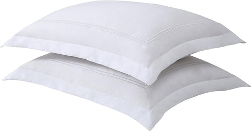 Bed Maker's Levinsohn Luxury Hotel Tailored Pillow Sham Pair, White with White Baratta Stitched Hem (2 Pack) Standard...