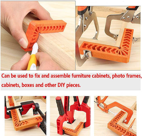 Chiloskit 2Pcs Woodworking 90 Degree Corner Clamp Clamping Angle Clamps Tool Positioning Squares for Picture Frames Boxes Cabinets (6Inch 2pcs) Re...