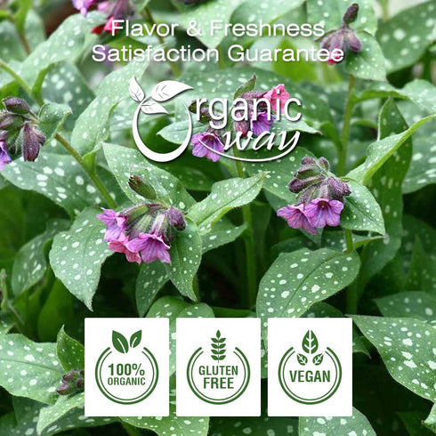 Organic Way Lungwort Dried Leaves (Pulmonaria Officinalis) Cut & Sifted - Herbal Tea | Organic & Kosher Certified | Raw, Vegan, Non GMO & Gluten F...