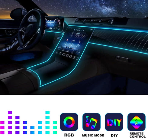 Car Led Strip Lights,Interior Lights,Ambient Lighting Kit With RGB 16 Million Colors Fiber Optics&Music Sync Rhythm,USB Neon Light Accessories for...