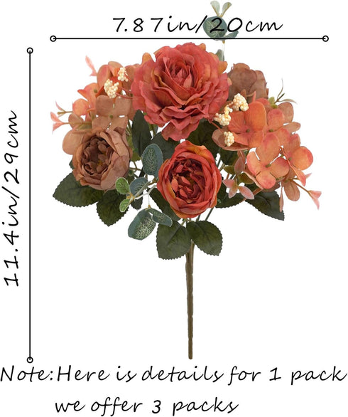 Artificial Flowers Fake Peony Silk Flowers Hydrangea Bouquet Decor Faux Camellia Flower for Home Living Room Table Centerpieces Decoration...