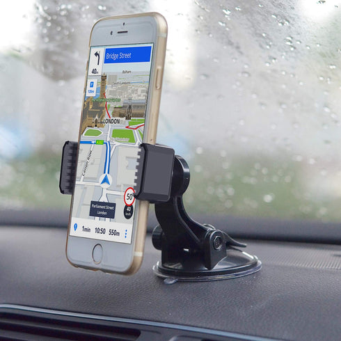 APPS2Car Suction Cup Phone Holder for Car with Adjustable Arm, Low Profile Dashboard Phone Mount Compact Windshield Window Dash Mobile Stand Compa...