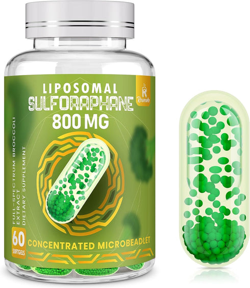 800 MG Liposomal Sulforaphane, Powerful Dual-Delivery for Maximum Absorption & Potency, Full-Spectrum Broccoli Extract, Antioxidant & Liver Supple...