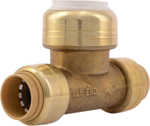 SharkBite 1/2 Inch CTS x 1/2 Inch CTS x 1/2 Inch PVC Slip Tee, Push To Connect Brass Plumbing Fitting, UIP363A...