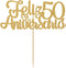 Ferastar Feliz 50 Aniversario Cake Topper, 50th Anos De Amor Wedding Decor, Happy 50th Anniversary Party Supplies Gold Glitter....