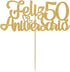 Ferastar Feliz 50 Aniversario Cake Topper, 50th Anos De Amor Wedding Decor, Happy 50th Anniversary Party Supplies Gold Glitter....