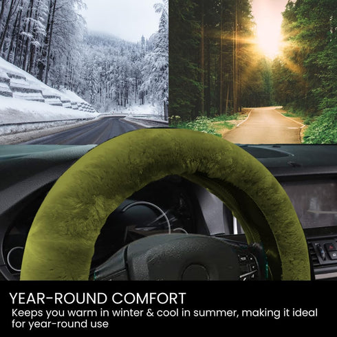 Andalus Brands Australian Sheepskin Steering Wheel Cover, Anti-Slip Universal 15 Inch Fuzzy Steering Wheel Cover Offers a Plush Velvet-Like Touch,...
