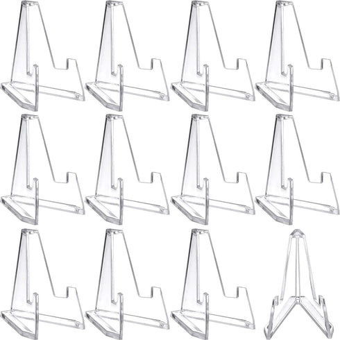 Boao 12 Packs Card Display Stand 2.24" Acrylic Easel Stands Mini Coin Picture Display Easel Holder Baseball Sports Card Trading Graded Holder for ...