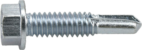 Power Pro Premium Self-Drilling Metal Screws, Zinc Plated Steel, Hex Washer Head Metal to Metal Winged Point Screws, Silver, #12 x 1 inch, Box of ...