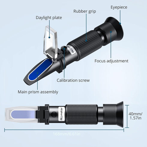 Grape Wine Refractometer Brix Alcohol Refractometer for Grape Wine Brewing Measure Sugar Content & Predict Alcohol Degree Dual Scale of 0-40% Brix...