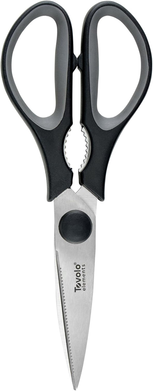 Tovolo Elements Heavy Duty Kitchen Shears with Sheath for Food Prep Trimming Meat and Vegetables, Small, Charcoal, Black...