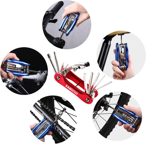 YBEKI NAMUCUO Bike Repair Tool Kits - Bicycle Tool Set with Saddle Bag and Bicycle multi-tool Chain Tool (red Tool kits 10 in 1 + Bag)...