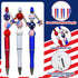 150 Pieces Independence Day Beadable Pens Kit - 4th of july Patriotic 50 Beaded Pens Bulk, Refills & Pen Bags Included - Bead Pens Black Ink Ballp...
