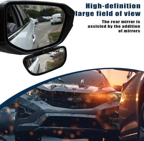 2 PCS Car Side Rearview Blind Spot Mirror, 5.7" x 2.5" 360°Adjustable Convex High-definition Wide-angle Reversing Mirror, Expanded Field of View A...