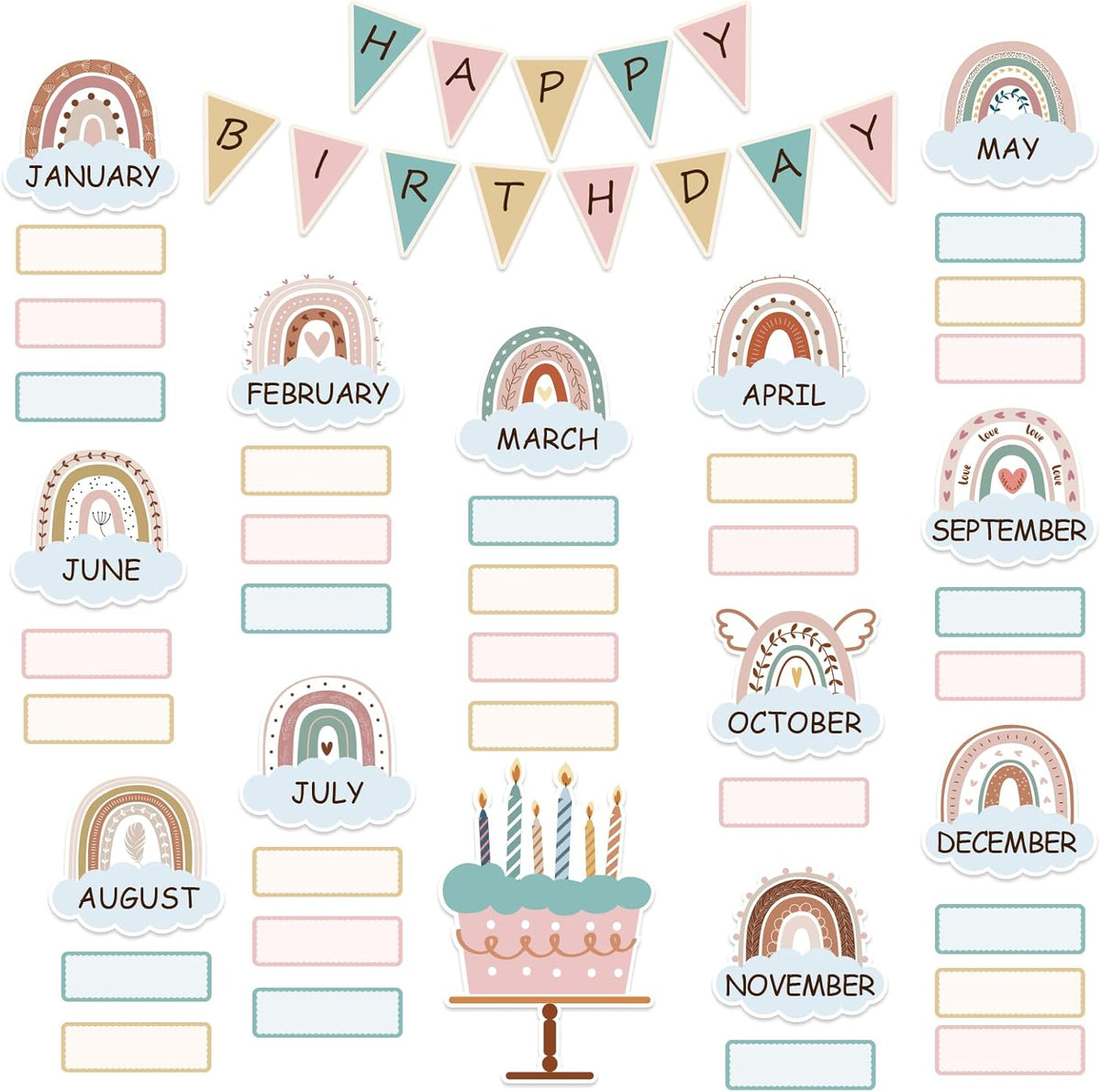Boho Bulletin Board Decorations Set Classroom Decor Boho Rainbow ...