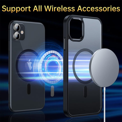 Ultra Strong Magnetic for iPhone 11 Case, Military Grade Drop Protection, Compatible with MagSafe, Shockproof Anti-Scratch Translucent Matte Slim ...