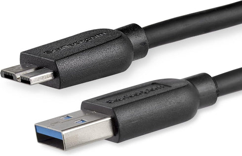 StarTech.com 2m 6ft Slim USB 3.0 A to Micro B Cable M/M - Mobile Charge Sync USB 3.0 Micro B Cable for Smartphones and Tablets (USB3AUB2MS)...
