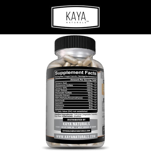 Kaya Naturals Platinum Joint | Nature Made Bioperine, Glucosamine, Turmeric with Boswellia, Healthy Natural Joint Support, Antioxidant Properties,...
