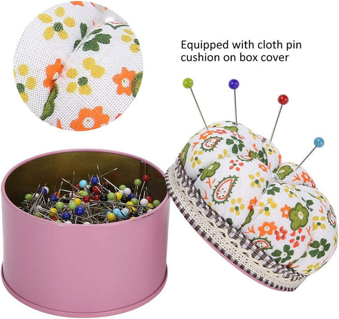 500Pcs Glass Pin, Sewing Pins Ball Glass Head Pins Needle Tinplate Box Cloth Pin Cushion Quilting Decorating Tool Sewing CraftsStraight Pins...