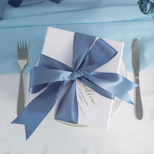 HUIHUANG 1-1/2 inch Double Face Satin Ribbon, Polyester Satin Smoke Blue Ribbon 50 Yards Per Roll for Gift Wrapping Bows Making Floral Bouquet Wed...