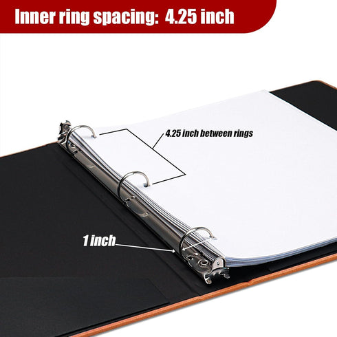 Vienrose 3 Ring Binder, 1 inch Round Rings Durable Linen Binder fit 8.5 x 11in Paper, with Leaf Printed for School, Office and Home, Orange...