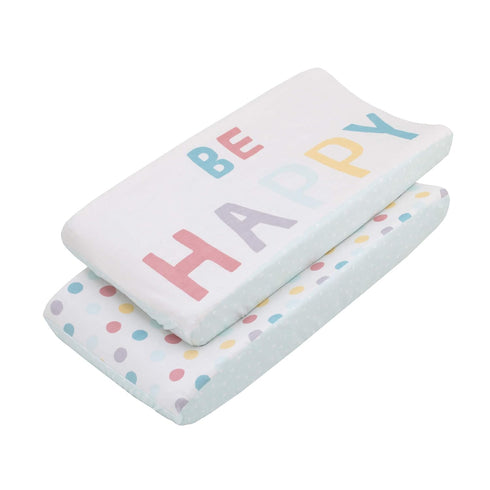Little Love by NoJo "Be Happy" Multi Color Polka Dots 2 Piece Super Soft Changing Pad Covers...