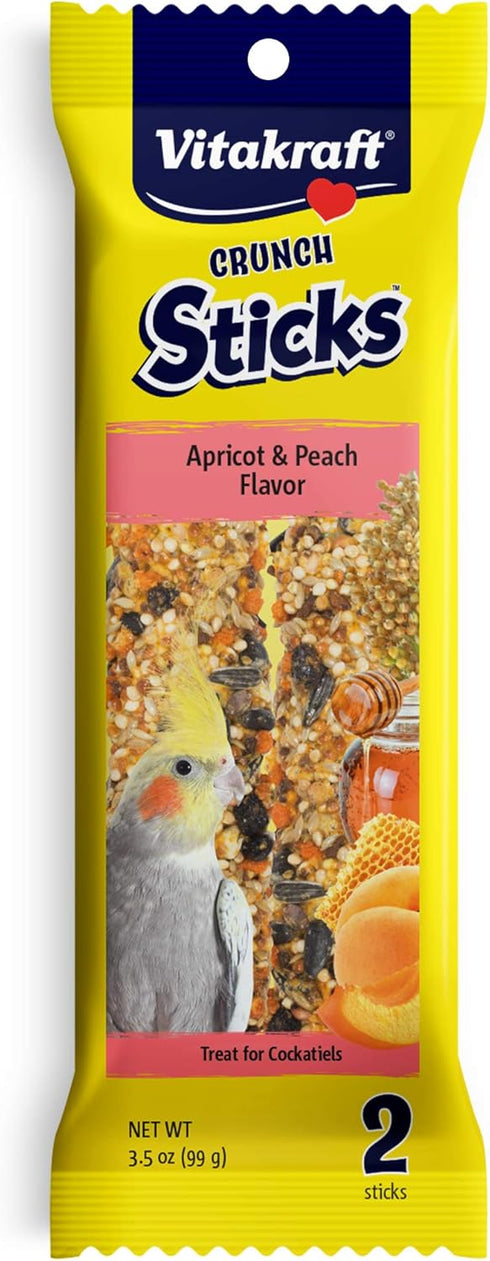 Vitakraft Crunch Sticks Cockatiel Treat - Apricot and Peach - Pet Bird Treat Toy, 3.5 oz...