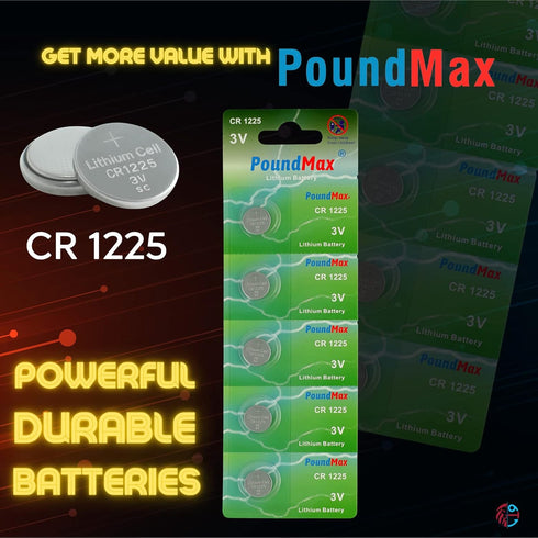 CR 1225 Batteries 3v Lithium Button Cell Battery Combo Pack - 5 Count...