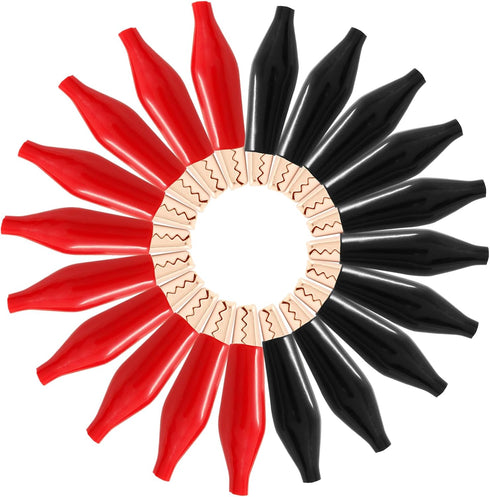 20pcs Insulated Alligator Clips, Heavy Duty Alligator Clamps, 40A Copper Metal Alligator Clips Electrical Testing, Test Leads Connection (Large, B...