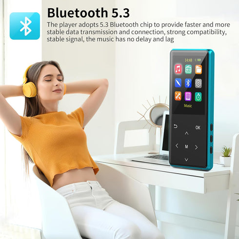 MP3 Player, 64GB MP3 Players Safuciiv MP3 with Bluetooth 5.3, 2.4 in Screen, Lossless Music Player, Support FM Recording, for Gym, Camping, Sports...