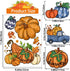 6 Sheets Fall Window Clings Double-Sided Window Stickers with Orange Maple Leaves Pumpkins Blue Truck Thanksgiving Window Decals for Autumn Home H...