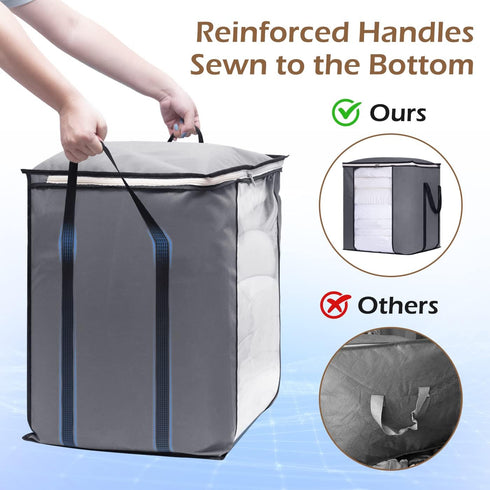SLEEPING LAMB 120L Extra Large Blanket Storage Bags Breathable Clothes Storage Containers for King Comforter Bedding Pillow Sheet, Reinforced Hand...